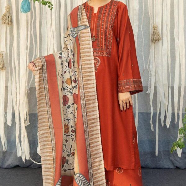 3 Pcs Women's Unstitched Embroidered Suit