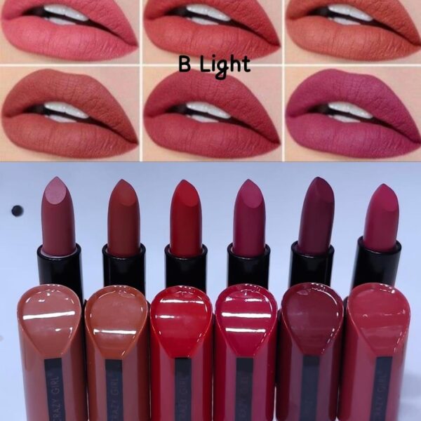 Bold Coverage Lipstick – 6 Pcs Multicolor Matte Collection