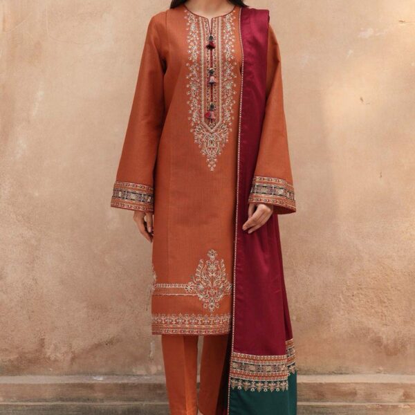3 Pcs Women's Unstitched Embroidered Suit