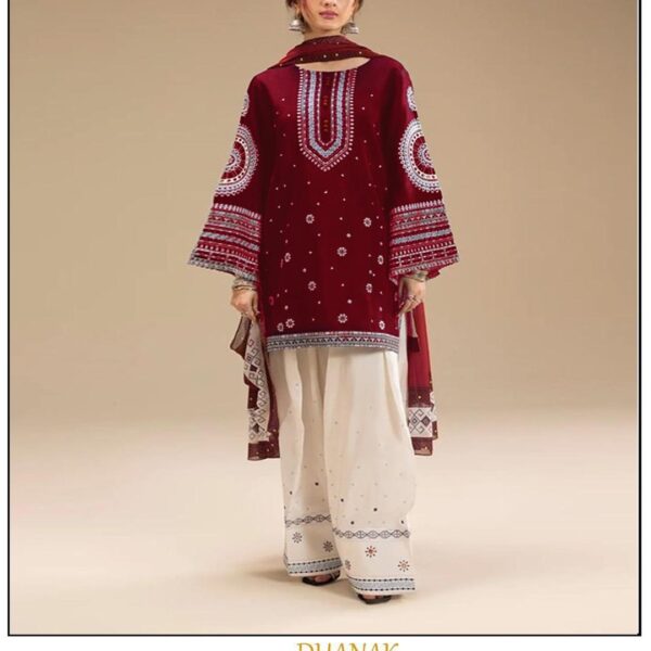 3 Pcs Women's Unstitched Embroidered Suit